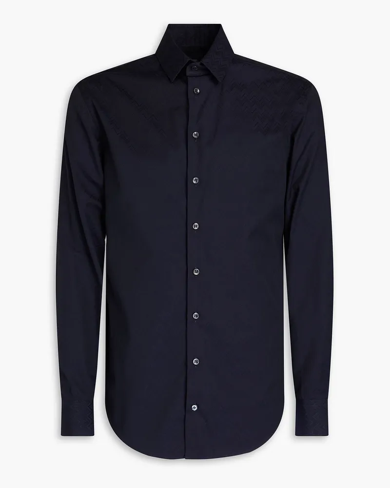 Giorgio Armani Hemd aus Baumwoll-Jacquard Blau