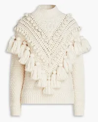 Zimmermann Rollkragenpullover aus Wolle mit Pompons Weiß