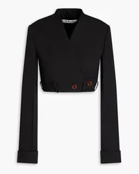 Acne Studios Doppelreihige Cropped Jacke aus Twill Schwarz