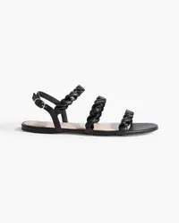 Stuart Weitzman Twistie Slingback-Sandalen aus Glattund Lackleder Schwarz