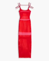 Jacquemus Sognu gestreiftes Maxikleid aus Rippstrick Rot