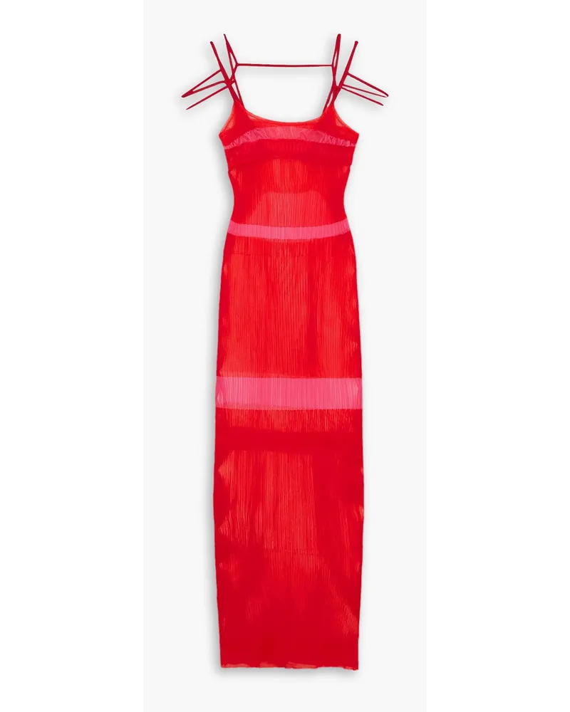 Jacquemus Sognu gestreiftes Maxikleid aus Rippstrick Rot