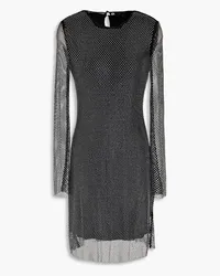 Maje Crystal-embellished mesh mini dress Schwarz