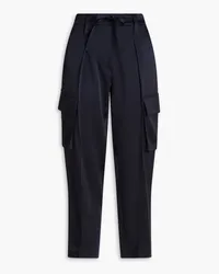 Brunello Cucinelli Cropped Cargohose aus glänzendem Crêpe mit Zierperlen Blau