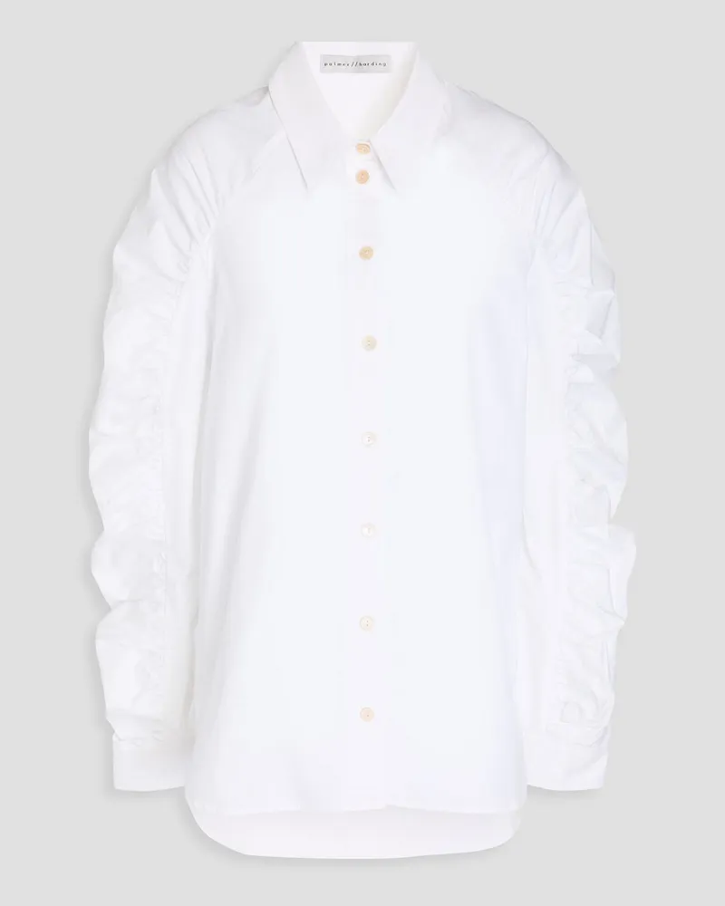 palmer//harding Fleeting gerafftes Hemd aus Baumwollpopeline Weiß