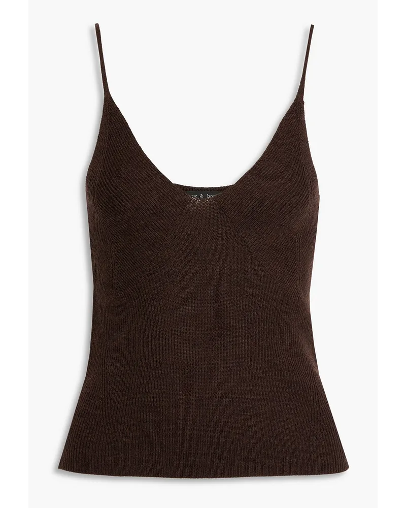 Rag & Bone Selah geripptes Tanktop aus einer Wollmischung Braun