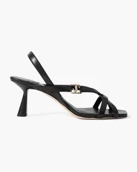 Jimmy Choo Jess 65 Slingback-Sandalen aus Leder mit Verzierung Schwarz