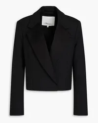 3.1 phillip lim Cropped double-breasted satin-paneled flannel blazer Schwarz