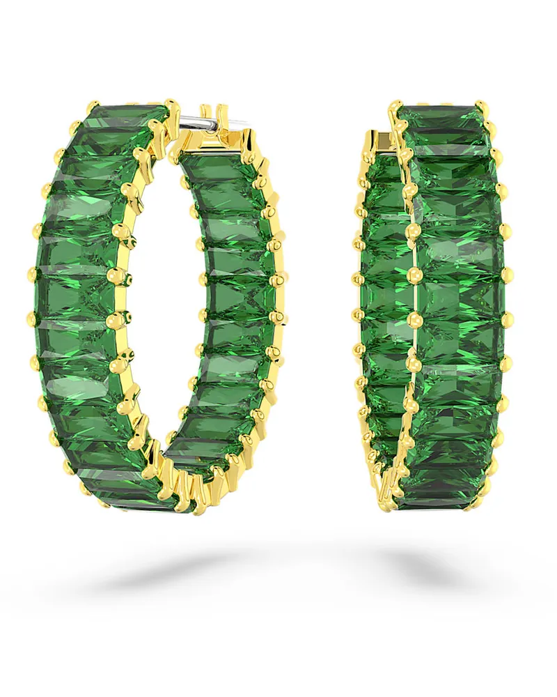 Swarovski Matrix Kreolen, Baguette-Schliff, Grün, Goldlegierungsschicht Grün