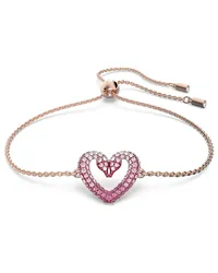 Swarovski Una Armband, Herz, Klein, Rosa, Roségold-Legierungsschicht Rosa