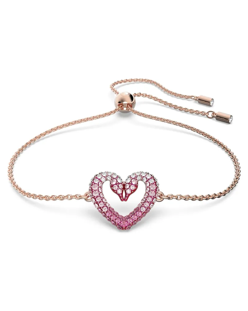 Swarovski Una Armband, Herz, Klein, Rosa, Roségold-Legierungsschicht Rosa