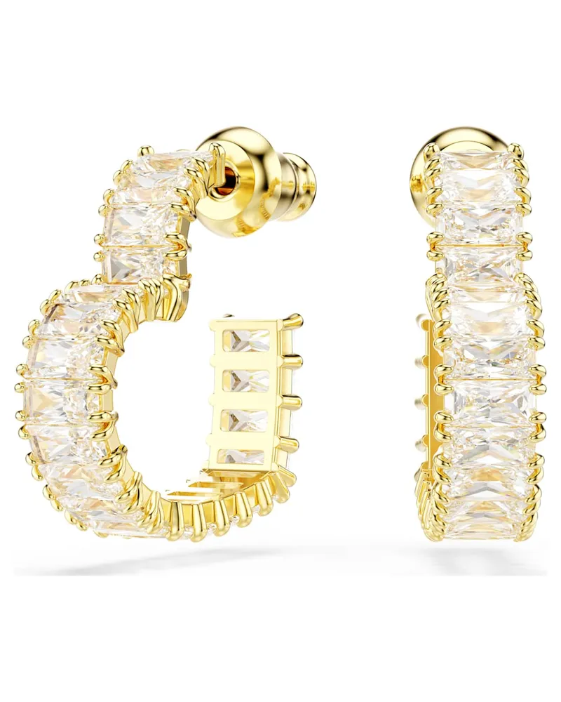 Swarovski Matrix Kreolen, Baguette-Schliff, Herz, Klein, Weiß, Goldlegierungsschicht Weiß