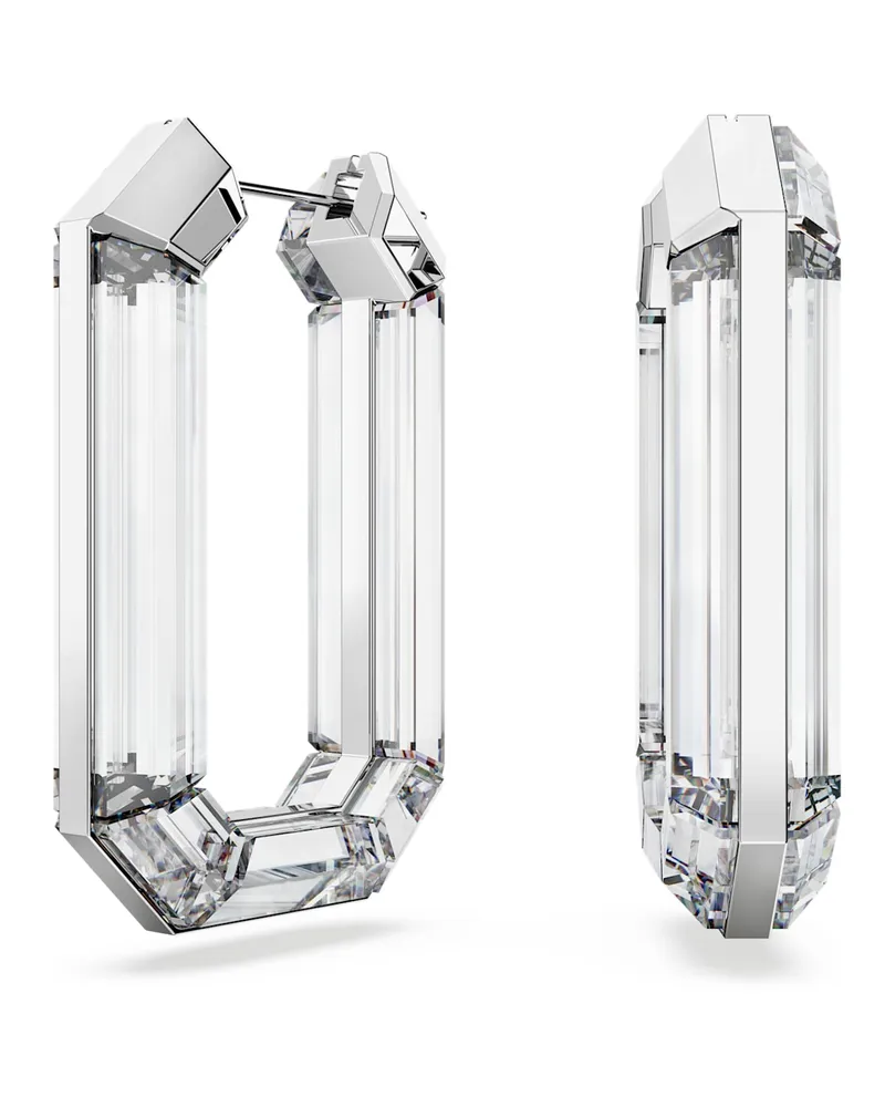 Swarovski Lucent Kreolen, Statement, Achteckform, Weiß Weiß