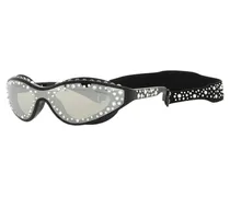 Sonnenbrille mit Band, Schwimmbrillenform, Schwarz