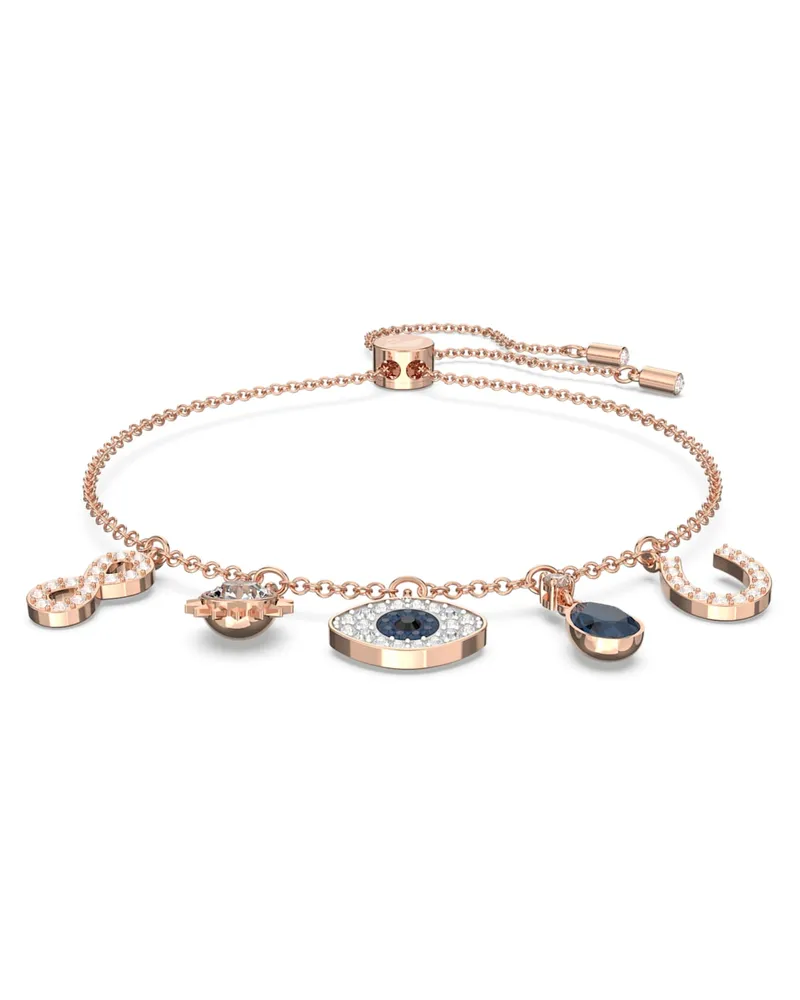 Swarovski Symbolic Armband, Unendlichzeichen, Augensymbol und Hufeisen, Blau, Roségold-Legierungsschicht Blau