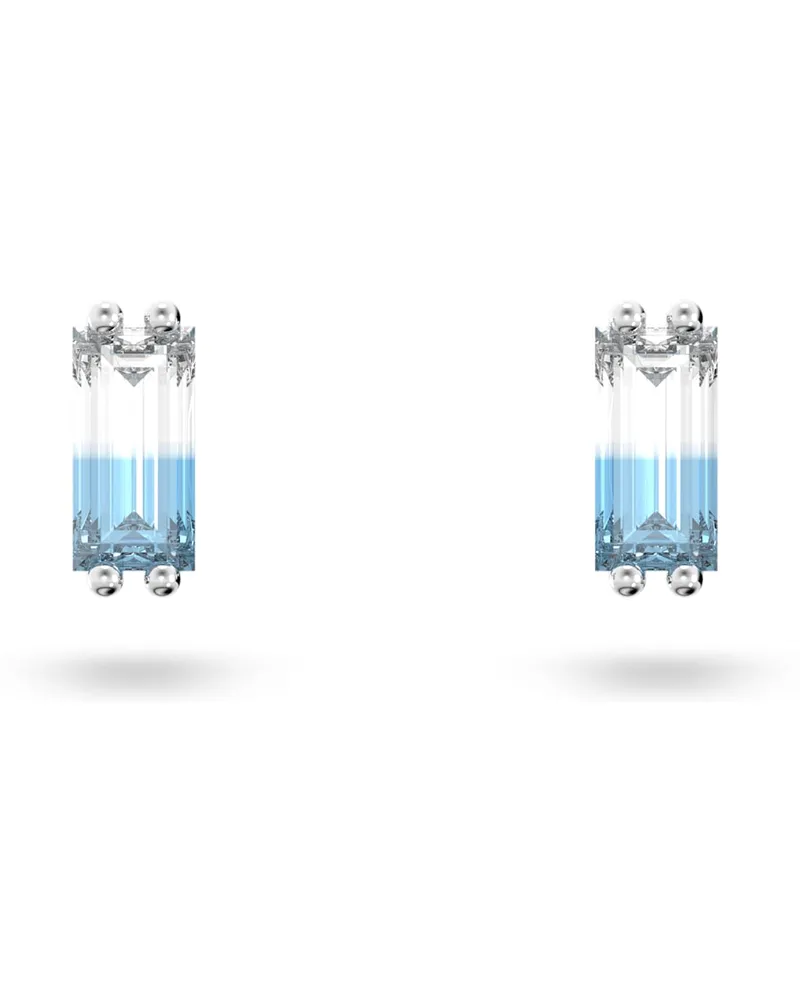 Swarovski Stilla Ohrstecker, Baguette-Schliff, Blau, Rhodiniert Blau