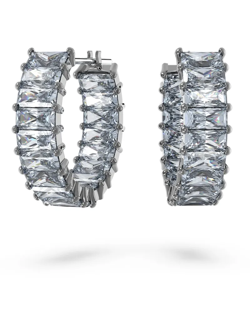 Swarovski Matrix Kreolen, Baguette-Schliff, Grau, Rutheniert Grau