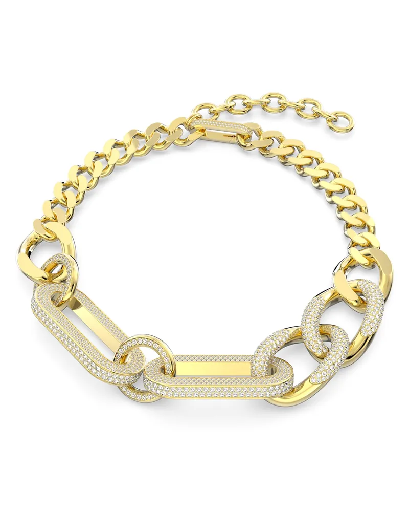 Swarovski Dextera Halskette, Statement, Gemischte Glieder, Groß, Weiß, Goldlegierungsschicht Weiß