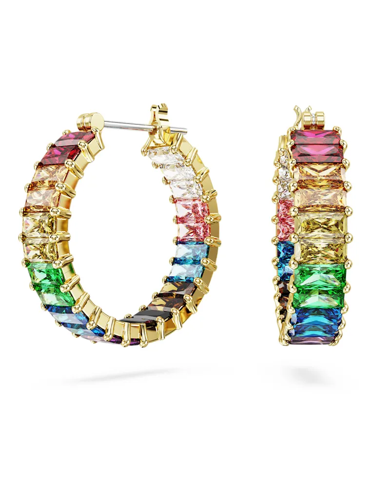 Swarovski Matrix Kreolen, Baguette-Schliff, Mehrfarbig, Goldlegierungsschicht Mehrfarbig