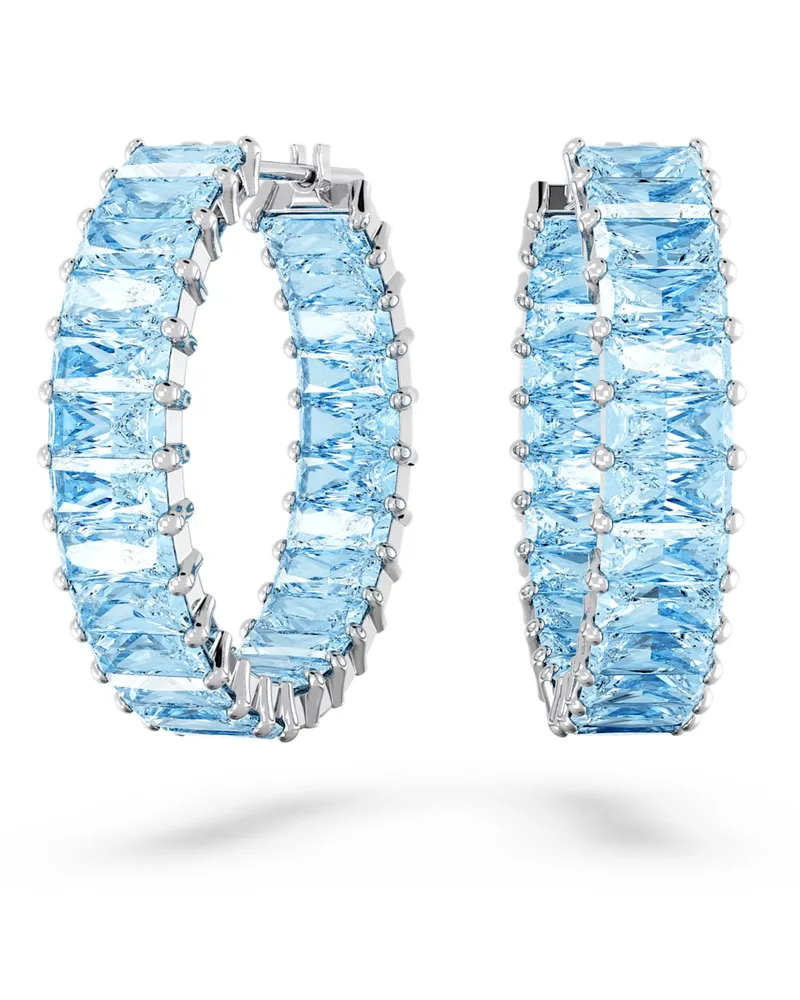 Swarovski Matrix Kreolen, Baguette-Schliff, Blau, Rhodiniert Blau