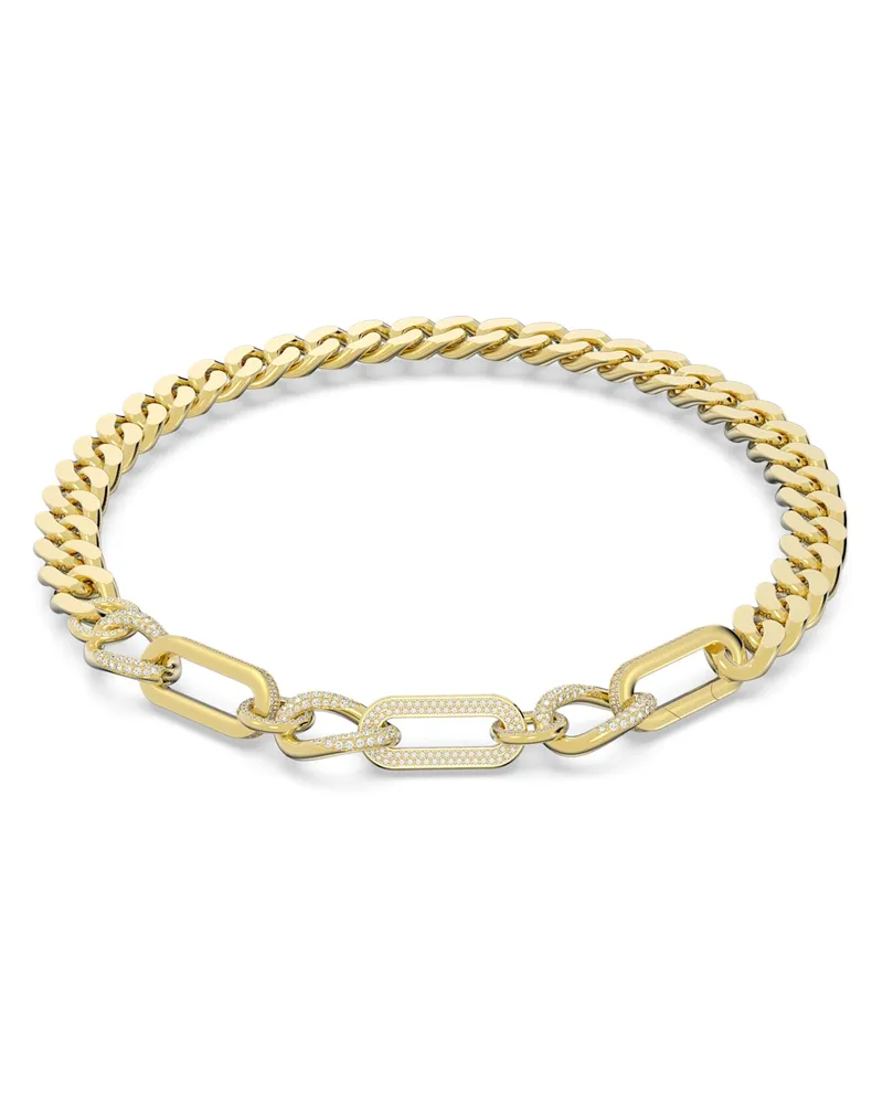 Swarovski Dextera Halskette, Statement, Gemischte Glieder, Weiß, Goldlegierungsschicht Weiß
