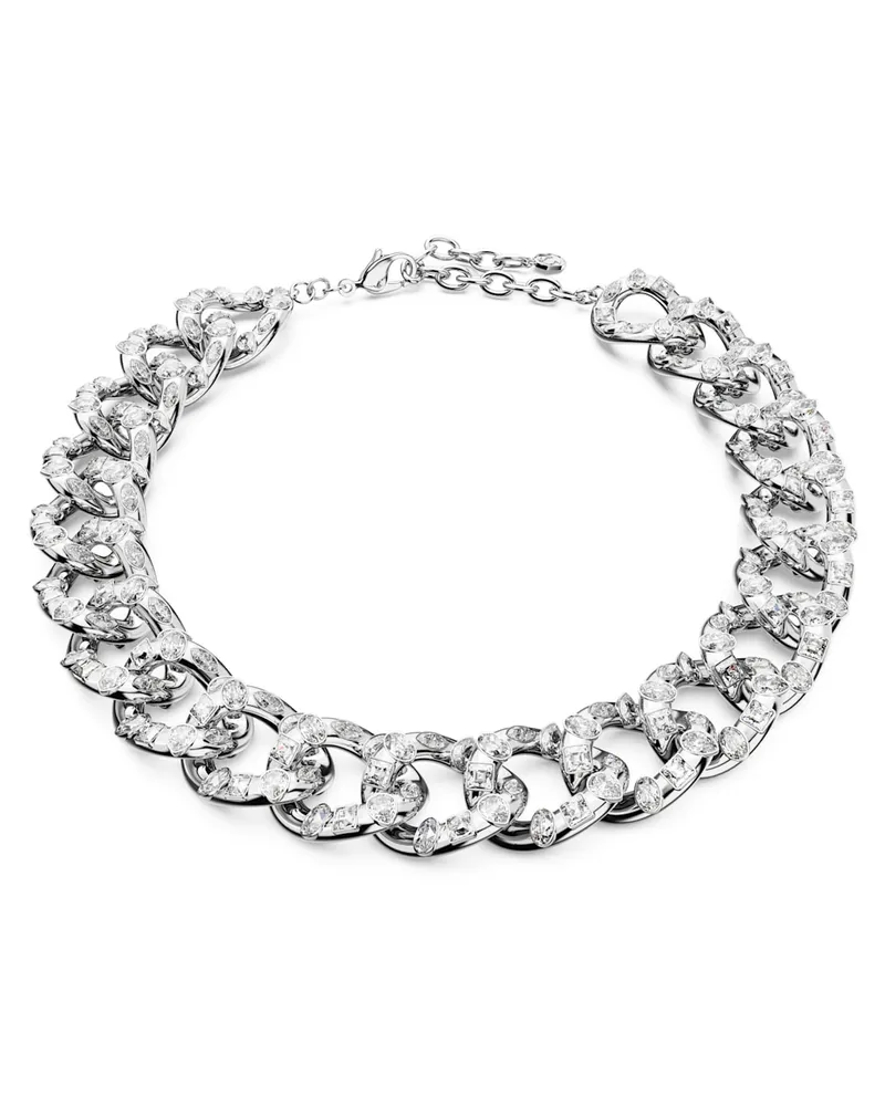 Swarovski Dextera Halskette, Statement, Verschiedene Schliffe, Groß, Weiß, Rhodiniert Weiß