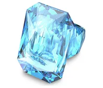 Lucent Cocktailring, Übergroßer Kristall, Oktagon-Schliff, Blau