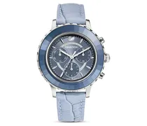 Octea Lux Chrono Uhr, Schweizer Produktion, Lederarmband, Blau, Edelstahl