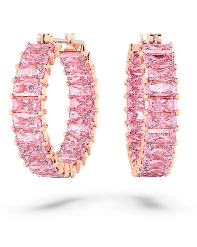 Swarovski Matrix Kreolen, Baguette-Schliff, Rosa, Roségold-Legierungsschicht Rosa