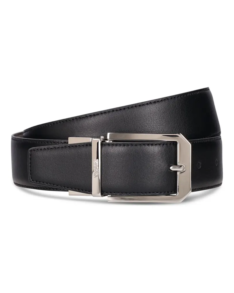 Ermenegildo Zegna 3,5cm Breiter, Wendbarer Ledergürtel Schwarz