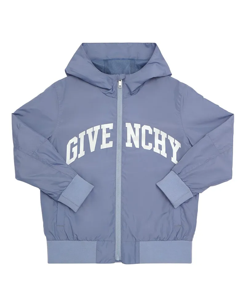 Givenchy Windjacke Aus Nylon Mit Kapuze Blau