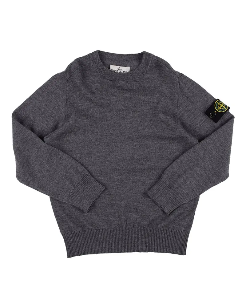 Stone Island Logo Wool Knit Sweater Grau