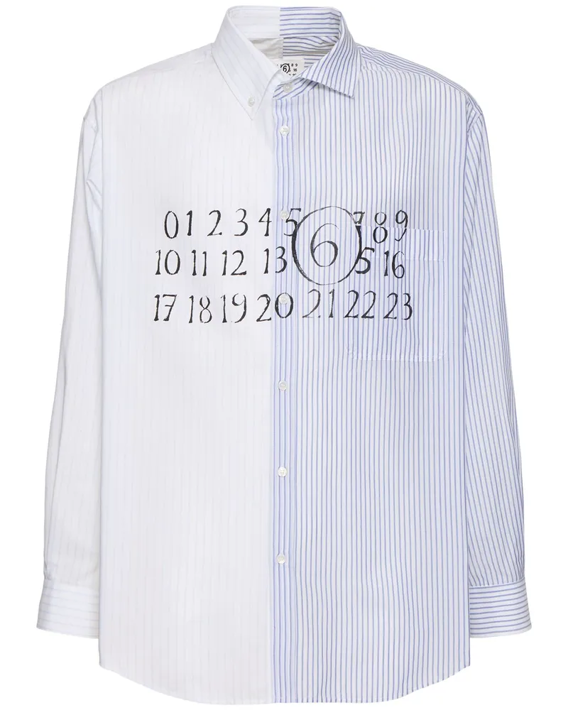 Maison Margiela Cotton Poplin Patchwork Shirt Weiß