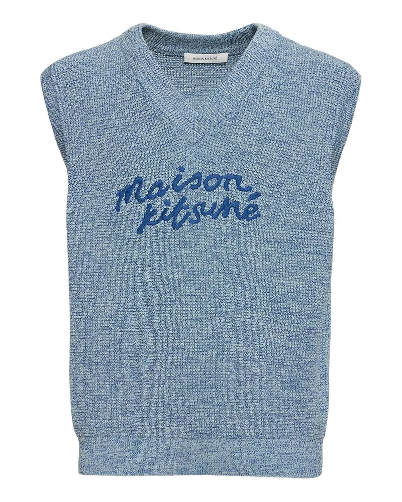 Kitsuné Oversized Weste Mit Handschrift-logo Tintenblau