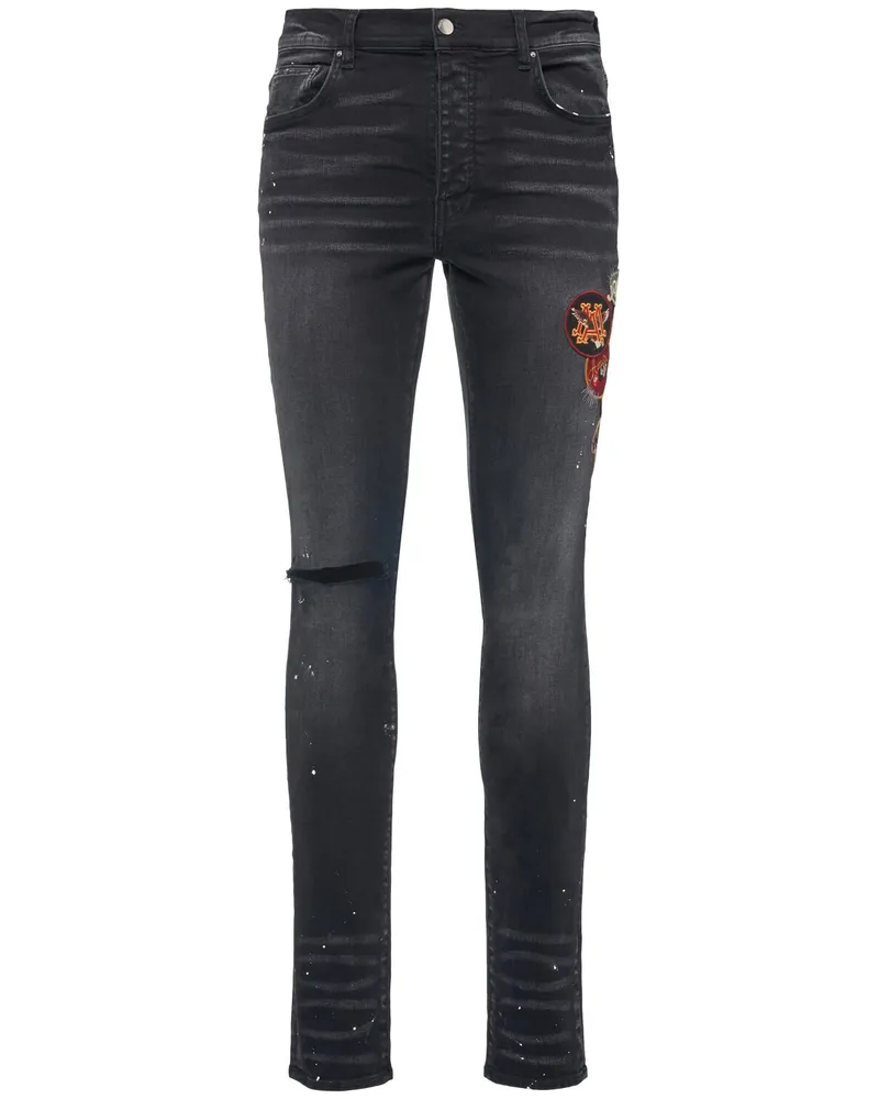 Amiri Vintage Patch Skinny Stretch Denim Jeans Aged