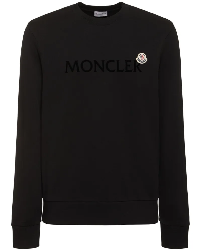 Moncler Sweatshirt Aus Baumwolle Mit Logopatches Schwarz