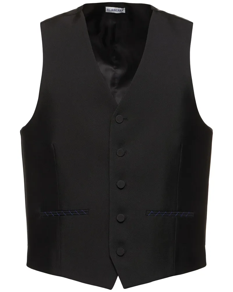 Burberry Woll- Und Seidenweste Schwarz