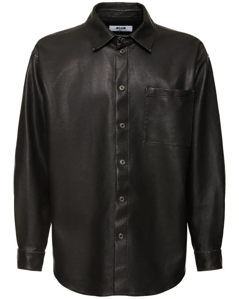 MSGM Hemd Aus Kunstleder Schwarz
