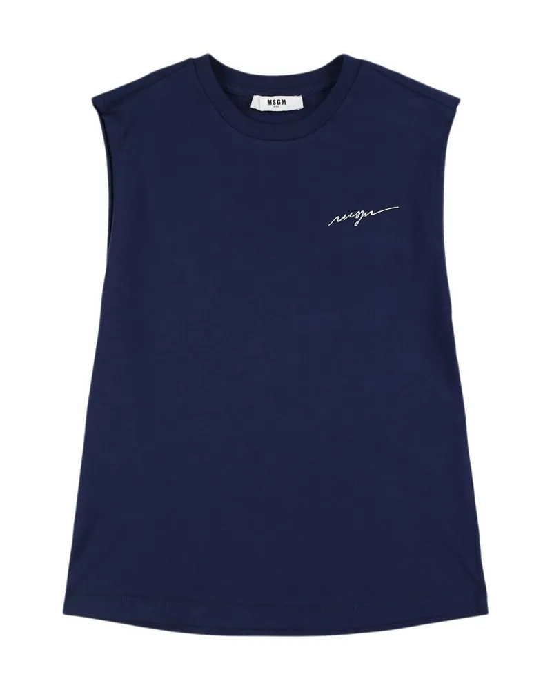 MSGM Tanktop Aus Baumwolljersey Mit Druck Blau