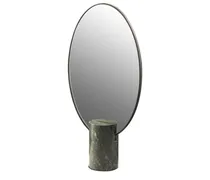 Oval metal & marble mirror
