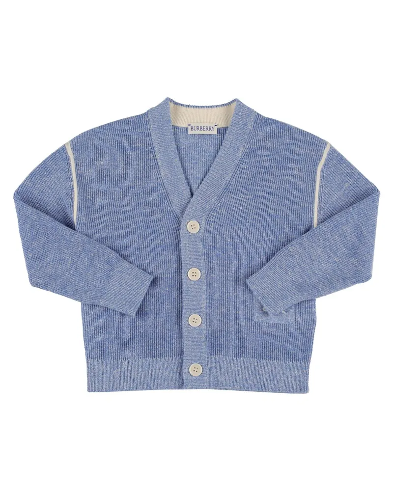 Burberry Strickcardigan Aus Leinen Und Baumwolle Hellblau