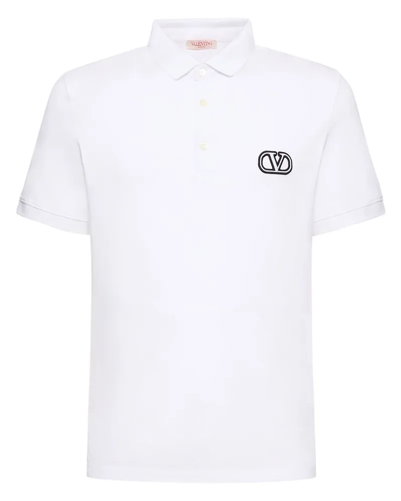 Valentino Garavani Polohemd Aus Baumwolle Mit Logo Weiß