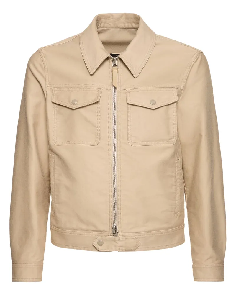 Tom Ford Jacke Aus Baumwollsatin Sand