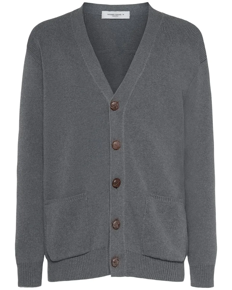 Golden Goose Cardigan Aus Baumwollstrick Mit Logo Dunkelgrau