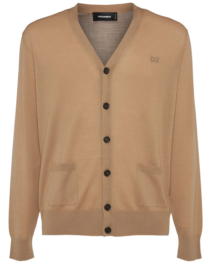 Dsquared2 Strickjacke Aus Wolle Sand