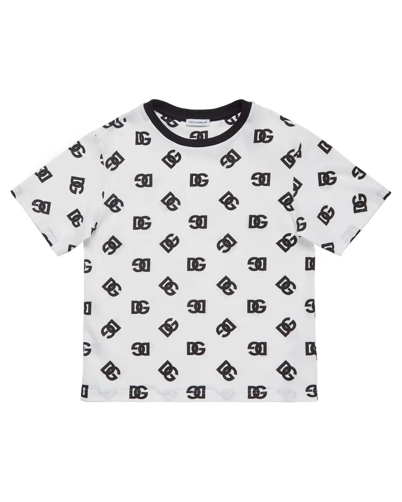 Dolce & Gabbana T-shirt Aus Baumwolljersey Mit Logodruck Weiß