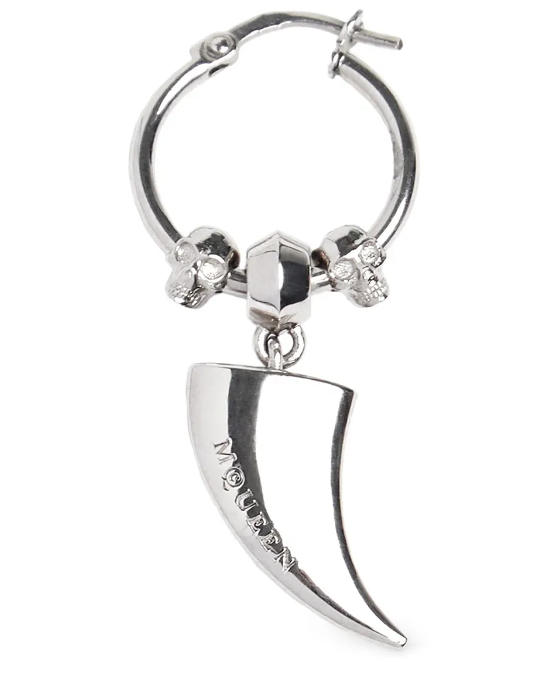 Alexander McQueen Tiger Claw Brass Mono Earring Silber