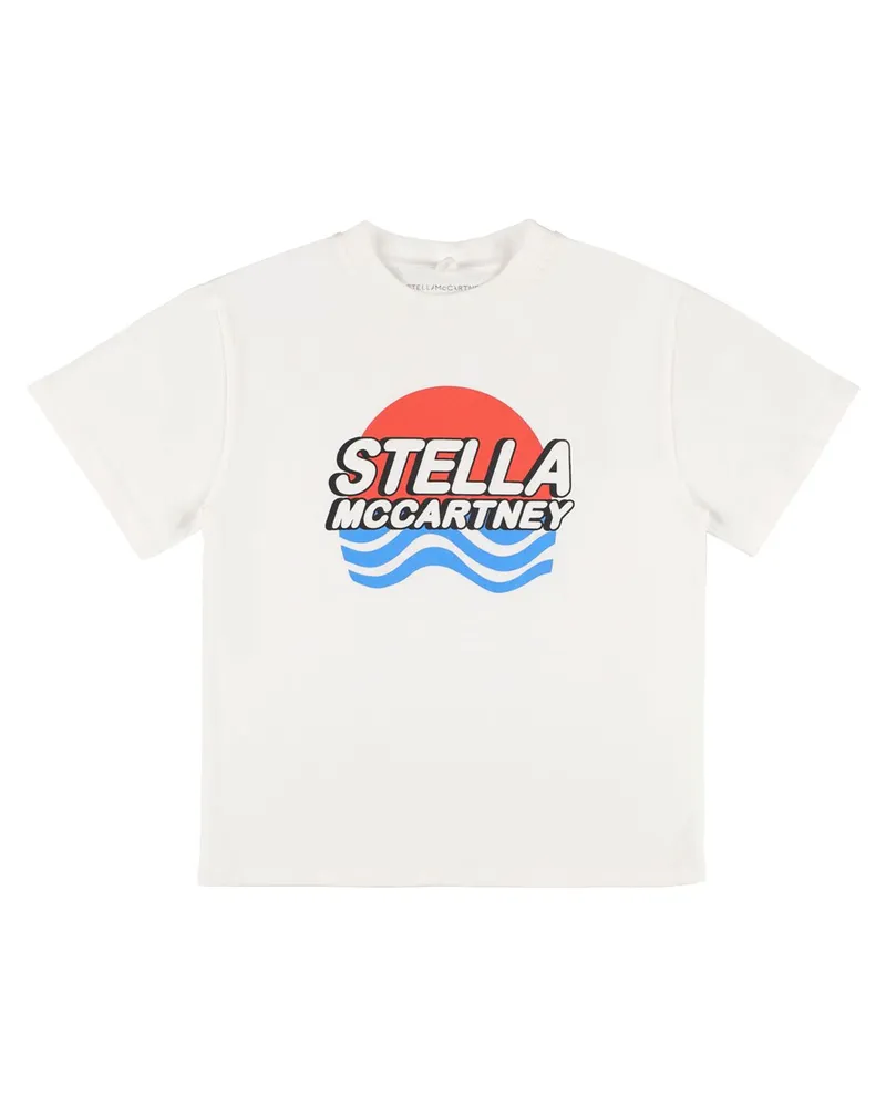 Stella McCartney Kids Bedrucktes T-shirt Aus Bio-baumwolljersey Weiß
