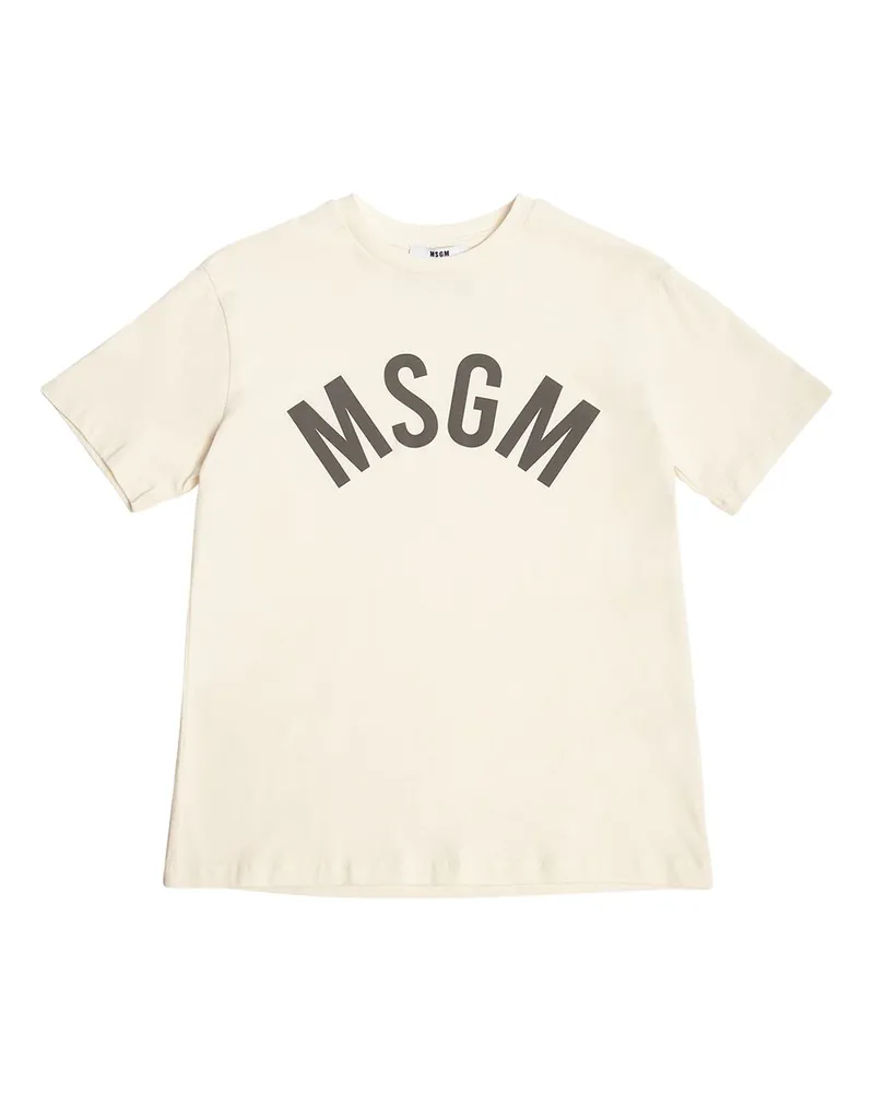 MSGM T-shirt Aus Baumwolljersey Mit Logo Weiß