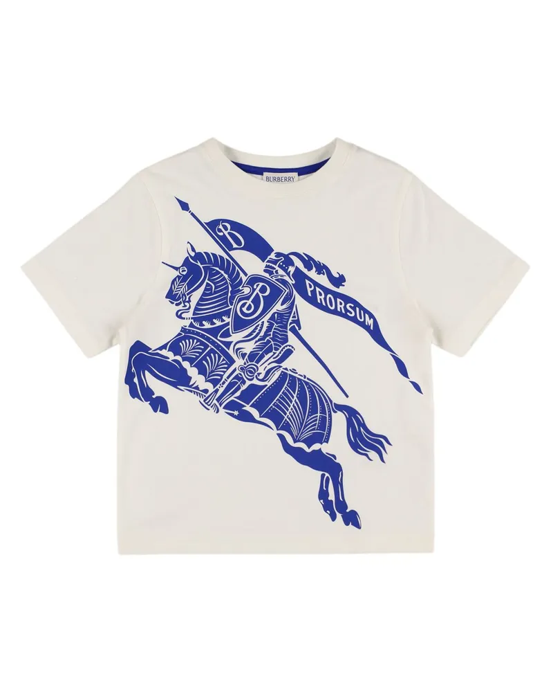 Burberry Bedrucktes T-shirt Aus Baumwolljersey Weiß